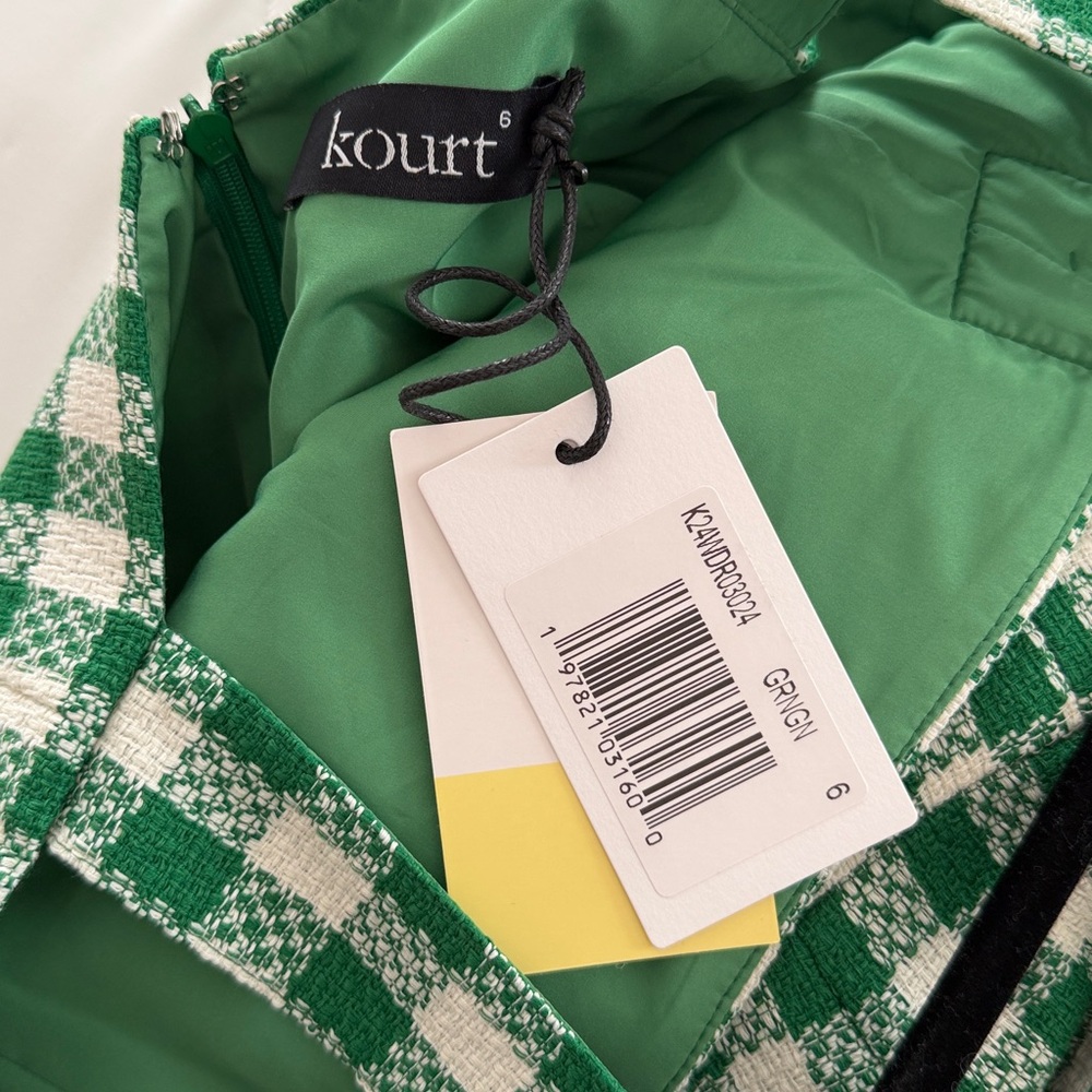 Kourt Green and White Gingham Mini Dress with Belt - Picture 6 of 11